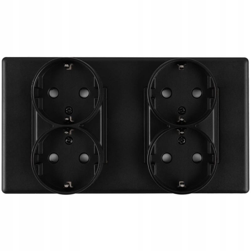 Vierfachsteckdose Schuko Schwarz PCV-Doppelrahmen Und 2 X Steckdose