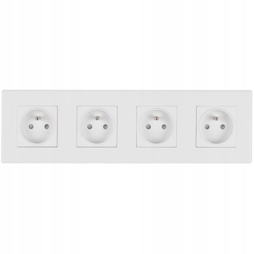 Vierfach-Steckdose Weiß Erdungsstift Set PVC-Vierfachrahmen 4 X Einzelsteckdose