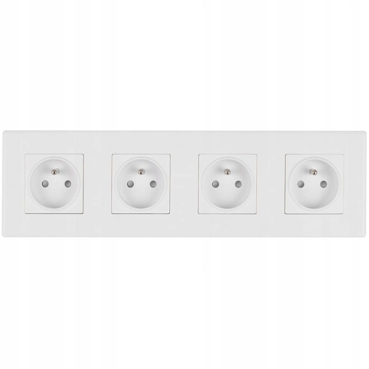 Vierfach-Steckdose Weiß Erdungsstift Set PVC-Vierfachrahmen 4 X Einzelsteckdose