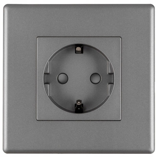 Schuko-Steckdose Mit Schutzkontakt Ohne Erdungsstift Grau Set Mit Rahmen PVC