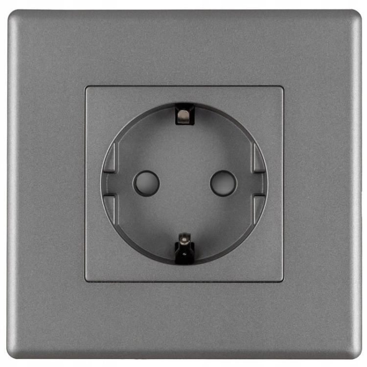 Schuko-Steckdose Mit Schutzkontakt Ohne Erdungsstift Grau Set Mit Rahmen PVC