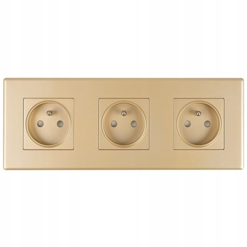 Dreifach-Steckdose Gold Set PCV-Dreifachrahmen Und 3 X Einzelsteckdose