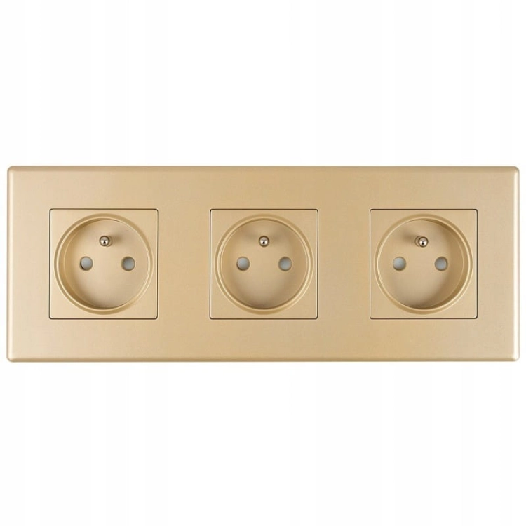 Dreifach-Steckdose Gold Set PCV-Dreifachrahmen Und 3 X Einzelsteckdose