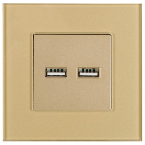 Doppelte USB-Ladesteckdose 3.1A Typ A+A Glas Gold