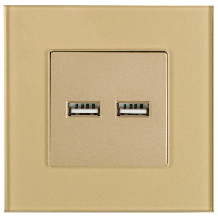 Doppelte USB-Ladesteckdose 3.1A Typ A+A Glas Gold