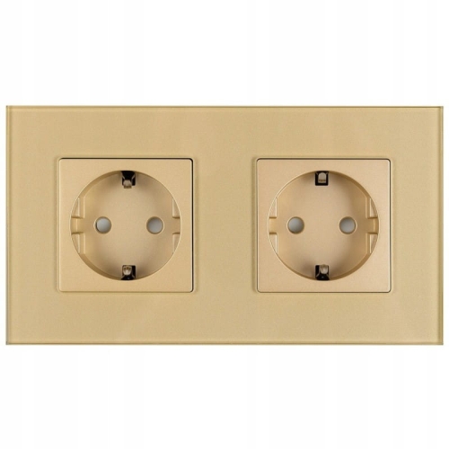 Doppelsteckdose Glas Schuko Gold Doppelrahmen Und 2 X Steckdose