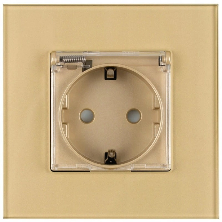 Schuko-Steckdose Bad Mit Klappdeckel Mit Erdung Ohne Erdungsstift Glas Gold