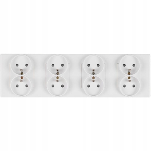 Vierfach-Steckdose Weiß Erdungsstift Set PVC-Vierfachrahmen 4 X Doppelsteckdose
