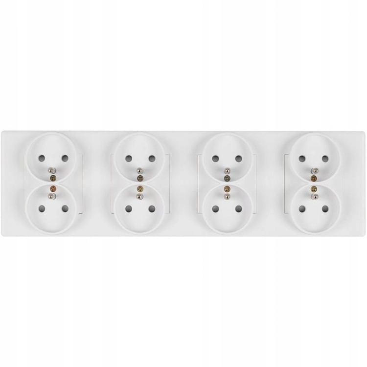 Vierfach-Steckdose Weiß Erdungsstift Set PVC-Vierfachrahmen 4 X Doppelsteckdose