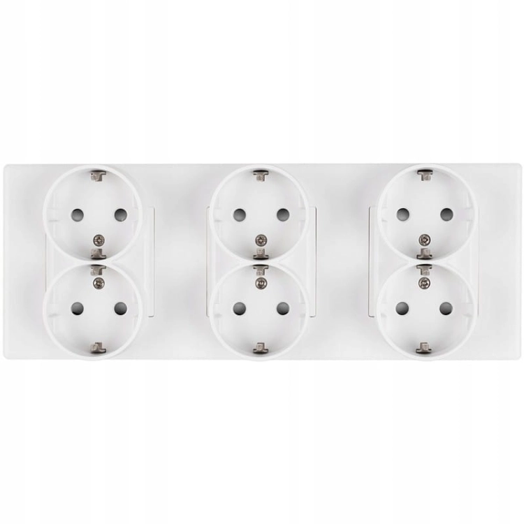 Schuko-Dreifachsteckdose Weiß PVC-Dreifachrahmen Und 3 X Steckdose