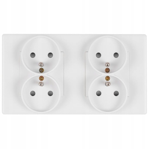 Doppelsteckdose Weiß Set PVC-Doppelrahmen Und 2 X Doppelsteckdose