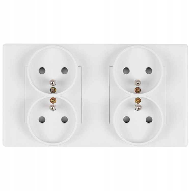 Doppelsteckdose Weiß Set PVC-Doppelrahmen Und 2 X Doppelsteckdose