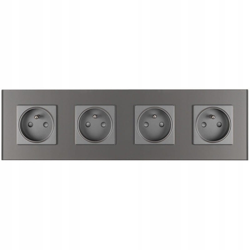 Vierfach-Steckdose Glas Grau Set Vierfachrahmen 4 X Einzelsteckdose