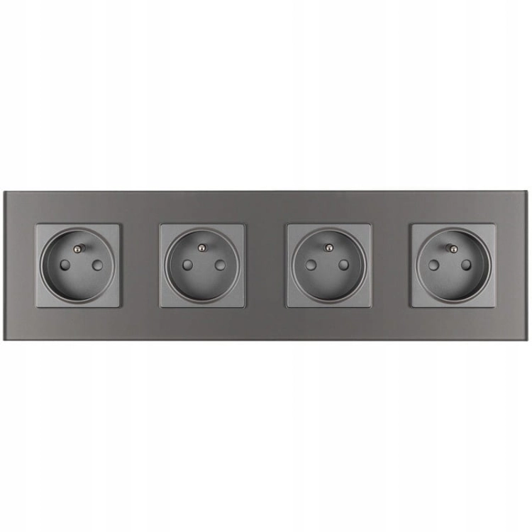 Vierfach-Steckdose Glas Grau Set Vierfachrahmen 4 X Einzelsteckdose