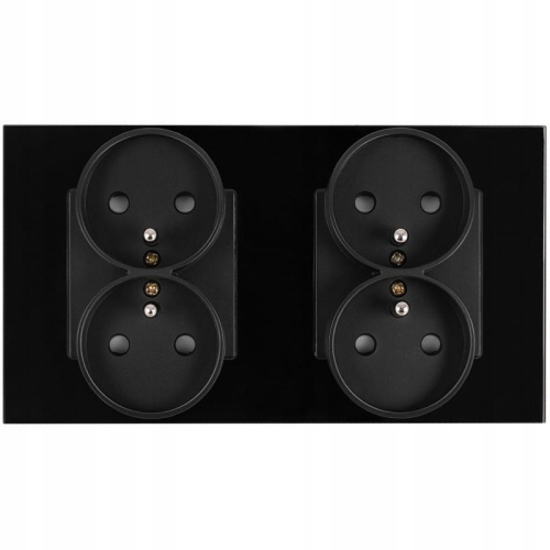 Doppelsteckdose Glas Schwarz Set Doppelrahmen Und 2 X Doppelsteckdose