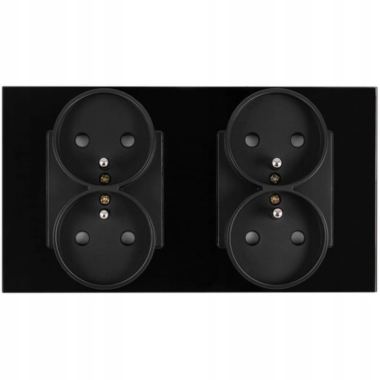 Doppelsteckdose Glas Schwarz Set Doppelrahmen Und 2 X Doppelsteckdose