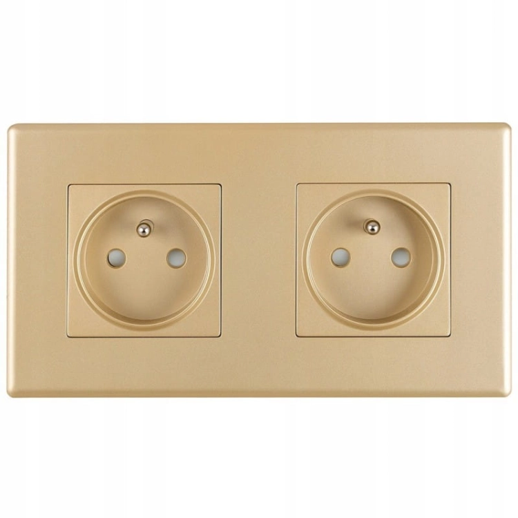 Doppelsteckdose Gold Set PVC-Doppelrahmen Und 2 X Steckdose