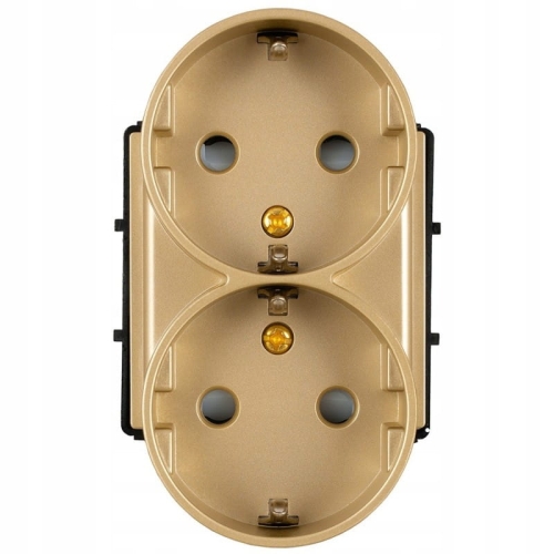 Modul Doppelsteckdose Schuko Mit Erdung Ohne Erdungsstift Gold Für Rahmen