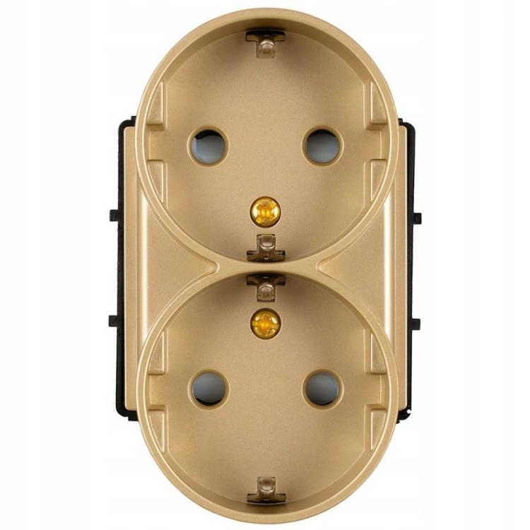 Modul Doppelsteckdose Schuko Mit Erdung Ohne Erdungsstift Gold Für Rahmen