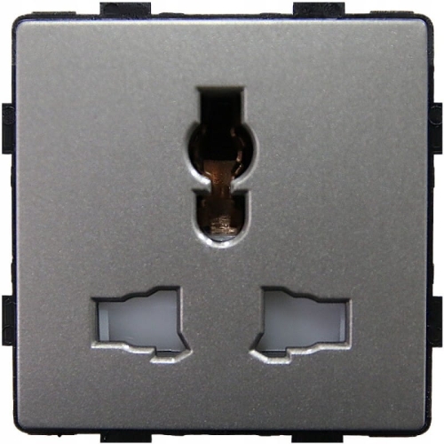 Modul Universal-Steckdose PL UK US EU Elektrisch Grau Für Rahmen