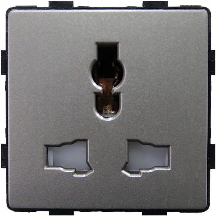Modul Universal-Steckdose PL UK US EU Elektrisch Grau Für Rahmen