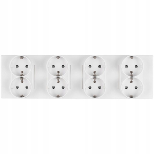Schuko-Vierfachsteckdose Weiß PVC-Vierfachrahmen Und 4 X Steckdose