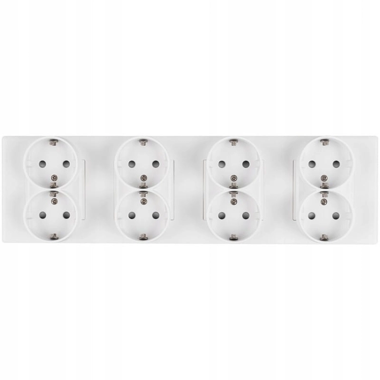Schuko-Vierfachsteckdose Weiß PVC-Vierfachrahmen Und 4 X Steckdose