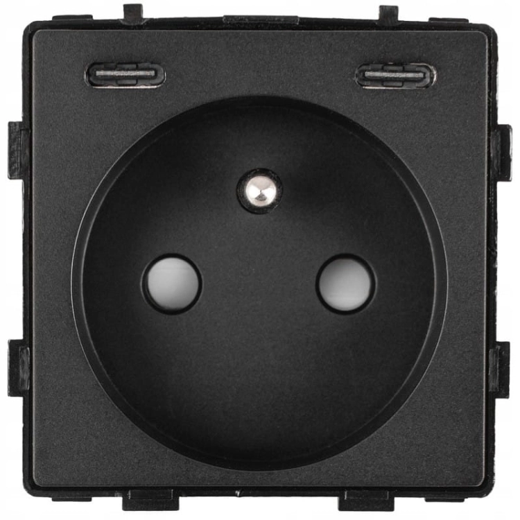 Modul Steckdose Mit Erdungsstift + USB-Ladesteckdose C+C 20W Schwarz Für Rahmen