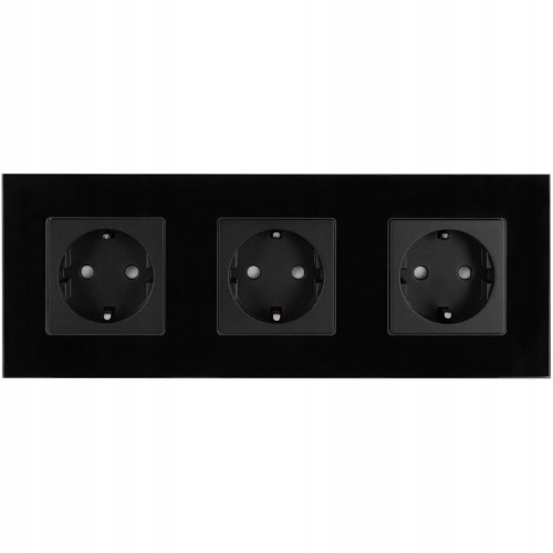 Dreifachsteckdose Glas Schwarz Schuko Dreifachrahmen Und 3 X Steckdose