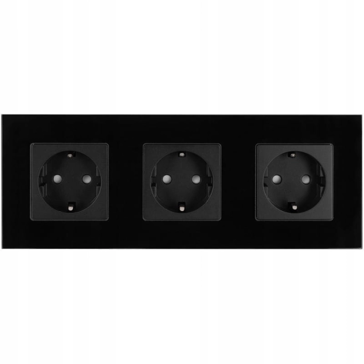 Dreifachsteckdose Glas Schwarz Schuko Dreifachrahmen Und 3 X Steckdose