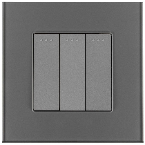 Schalter Wechselschalter Dreifach Glas Grau