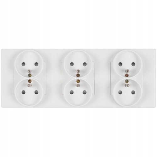 Dreifach-Steckdose Weiß Set PVC-Dreifachrahmen Und 3 X Doppelsteckdose