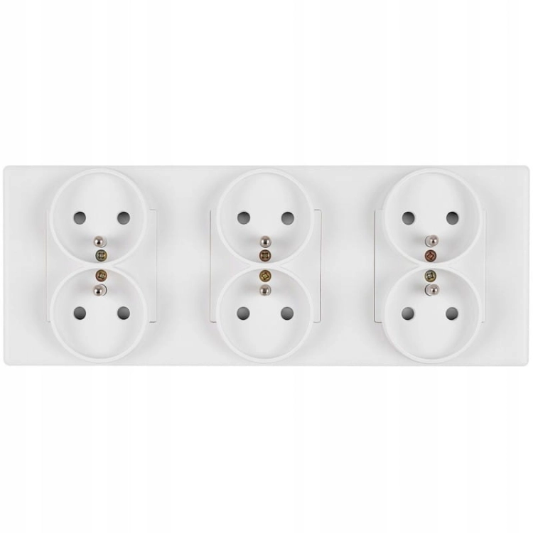 Dreifach-Steckdose Weiß Set PVC-Dreifachrahmen Und 3 X Doppelsteckdose
