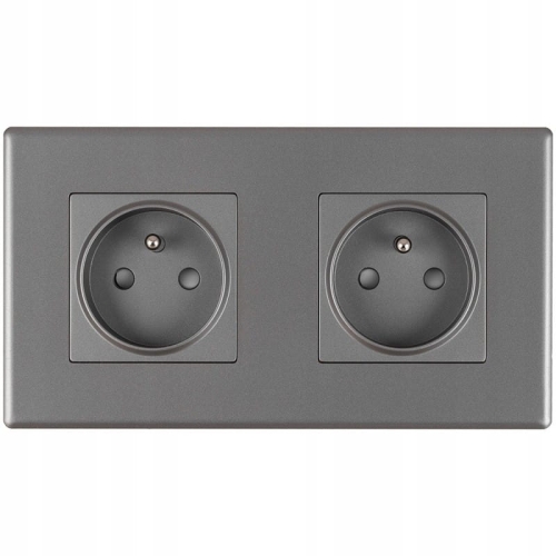 Doppelsteckdose Grau Set PVC-Doppelrahmen Und 2 X Einzelsteckdose