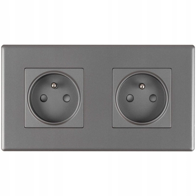 Doppelsteckdose Grau Set PVC-Doppelrahmen Und 2 X Einzelsteckdose