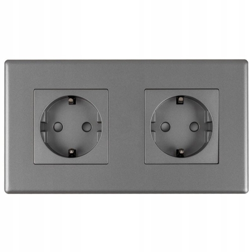 Doppelsteckdose Schuko Grau Set PCV-Doppelrahmen 2 X Steckdose