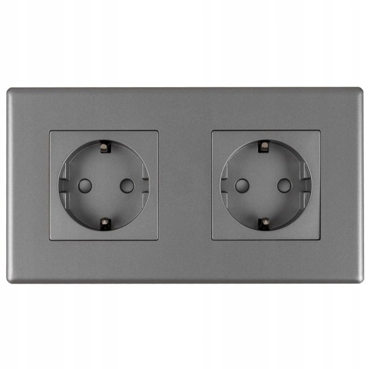 Doppelsteckdose Schuko Grau Set PCV-Doppelrahmen 2 X Steckdose