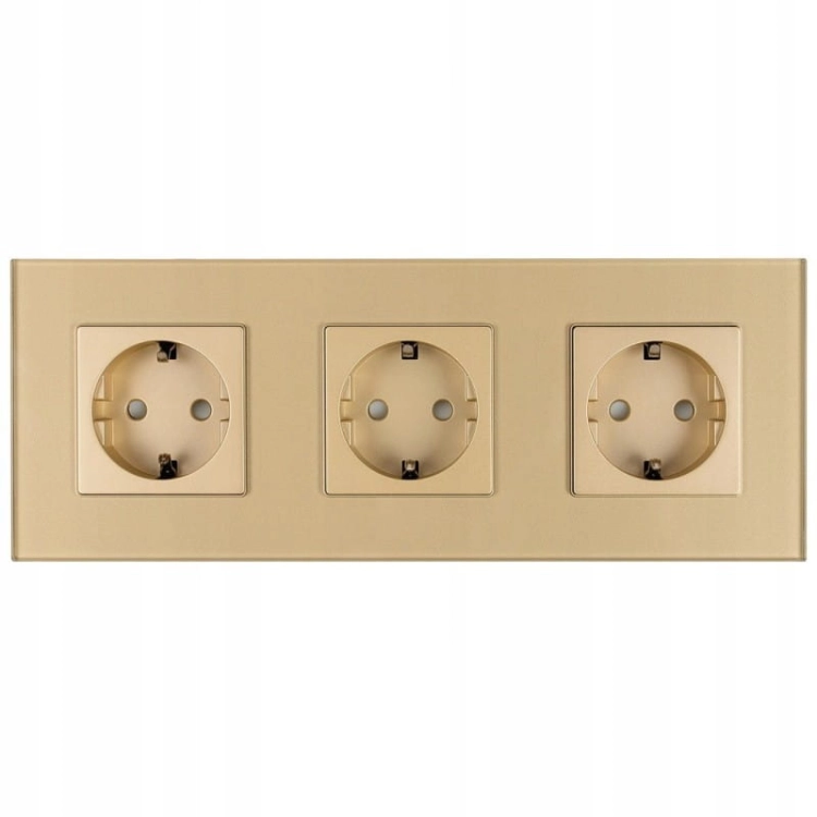 Dreifach-Steckdose Glas Gold Schuko Dreifachrahmen Und 3 X Steckdose