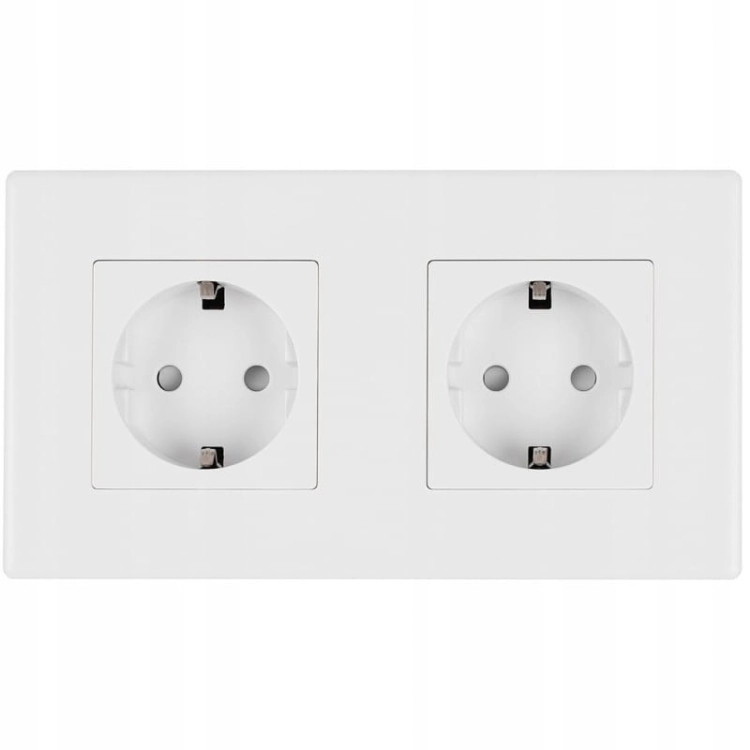 Doppelsteckdose Schuko Weiß Set PCV-Doppelrahmen 2 X Steckdose