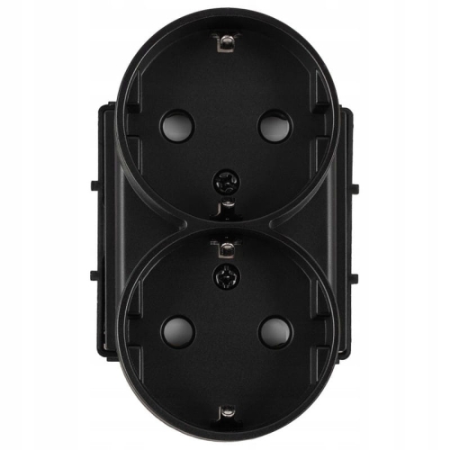 Modul Doppelsteckdose Schuko Mit Schutzkontakt Ohne Erdungsstift Schwarz Für Rahmen MIUUN