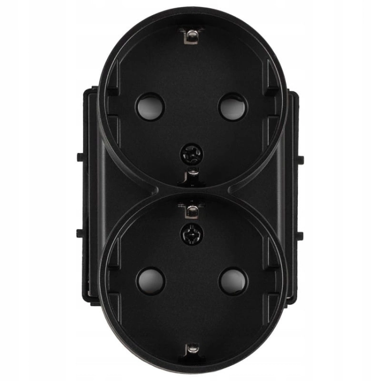 Modul Doppelsteckdose Schuko Mit Schutzkontakt Ohne Erdungsstift Schwarz Für Rahmen MIUUN