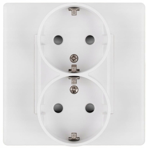 Doppelsteckdose Weiß Schuko Mit Schutzkontakt Ohne Erdungsstift Set Mit PVC-Rahmen