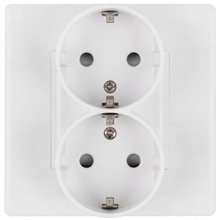 Doppelsteckdose Weiß Schuko Mit Schutzkontakt Ohne Erdungsstift Set Mit PVC-Rahmen