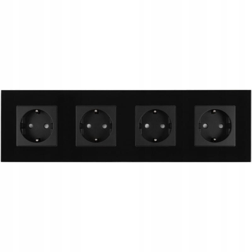 Vierfachsteckdose Schuko Glas Schwarz Vierfachrahmen 4 X Steckdose