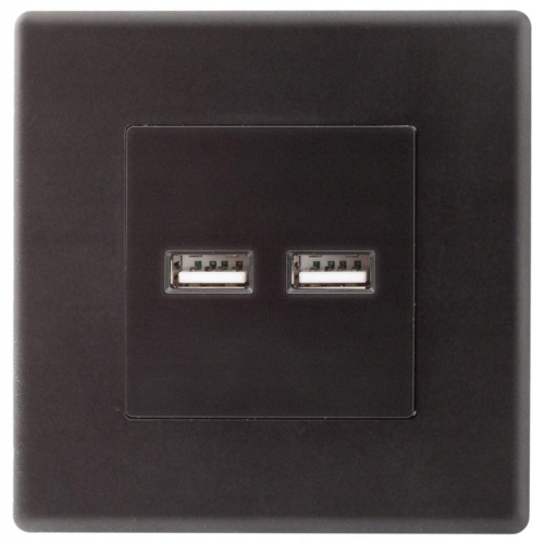 Steckdose Schwarz Doppelte USB-Ladesteckdose Set Mit Rahmen PVC