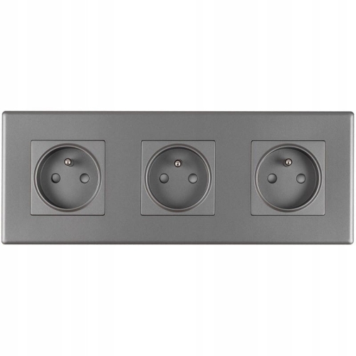 Dreifach-Steckdose Grau Set PVC-Dreifachrahmen Und 3 X Einzelsteckdose