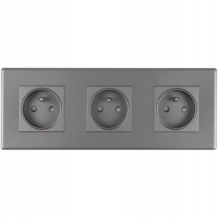 Dreifach-Steckdose Grau Set PVC-Dreifachrahmen Und 3 X Einzelsteckdose