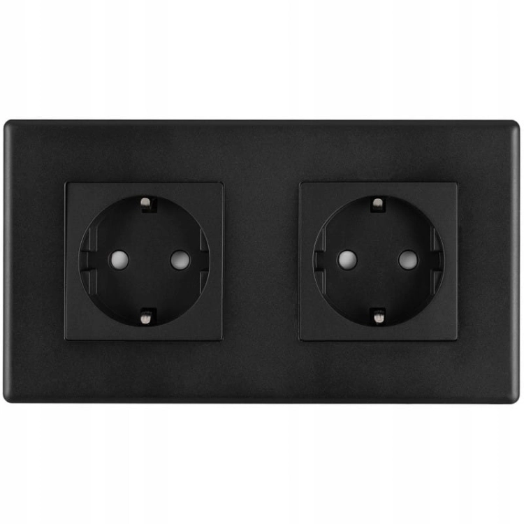 Doppelsteckdose Schuko Schwarz Set PCV-Doppelrahmen 2 X Steckdose