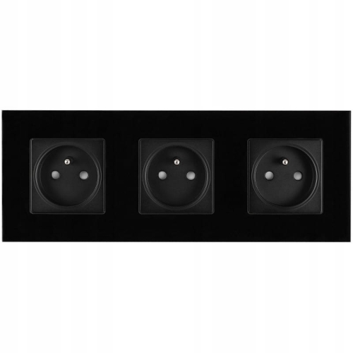 Dreifachsteckdose Glas Schwarz Set Dreifachrahmen Und 3 X Steckdose