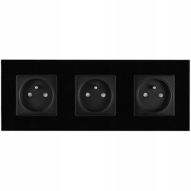 Dreifachsteckdose Glas Schwarz Set Dreifachrahmen Und 3 X Steckdose